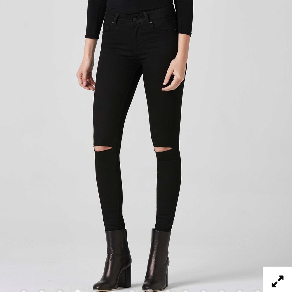 DSTLD Ripped High Rise Skinny Jeans Black 27x28”